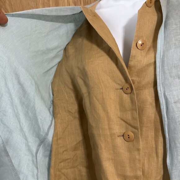 Peter Nygard Linen Shirt Sz 12 Linen Layered Button Down Long Sleeve Lagenlook - Picture 2 of 10